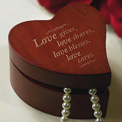 Love Heart Box $25.00US Rose wood box features a metallic gold-painted 