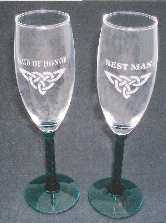 Wedding Party Flutes 5000US Lovely stemmed flutes with Etched Maid of 